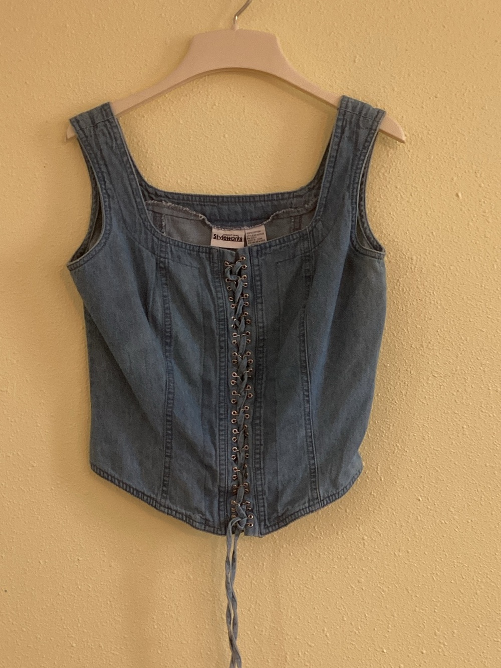 Silver Jeans Co. Denim Lace-Up Corset Camisole in Blue